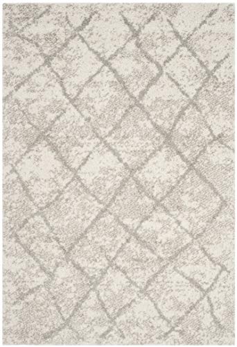 SAFAVIEH Berber Shag Collection 5'5" x 7'7" Cream / Light Grey BER162C Moroccan Non-Shedding Living Room Bedroom Dining Room Entryway Plush 1.25-inch Thick Area Rug