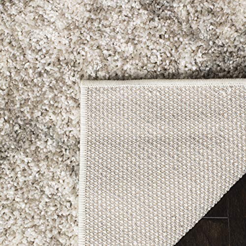 SAFAVIEH Berber Shag Collection 5'5" x 7'7" Cream / Light Grey BER162C Moroccan Non-Shedding Living Room Bedroom Dining Room Entryway Plush 1.25-inch Thick Area Rug