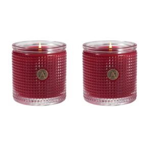 aromatique smell of christmas textured glass candle set of 2 6oz decorative home fragrance aromatherapy long lasting room air freshener perfect fall decoration luxury glass candle gift 40 hour burn!