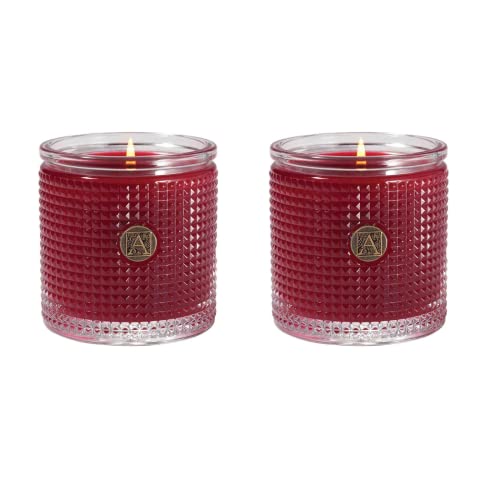 Aromatique Smell of Christmas Textured Glass Candle Set of 2 6oz Decorative Home Fragrance Aromatherapy Long Lasting Room Air Freshener Perfect Fall Decoration Luxury Glass Candle Gift 40 Hour Burn!