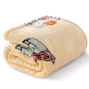 berkshire & mo willems velvetloft luxury soft cozy plush throw blanket, elephant piggie, 50″ x 70″