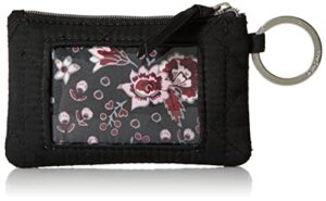 vera bradley women’s performance twill zip id case wallet, black, one size