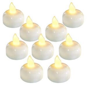 homemory 24 pack waterproof flameless floating tealights, warm white battery flickering led tea lights candles – wedding, party, centerpiece, pool & spa