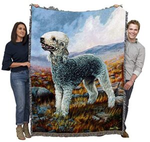 pure country weavers bedlington terrier blanket by robert may – gift for dog lovers – tapestry throw woven from cotton – made in the usa (72×54)