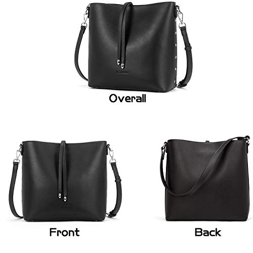 WESTBRONCO Hobo Bags for Women Vegan Leather Handbag Designer Crossbody Bucket Tote Purse Large Ladies Shoulder Bags Black