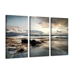 artistic path seascape canvas art wall pictures: beach photographic print on canvas for bedroom (overall 48″ wx26 h,multi-sized)