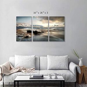 ARTISTIC PATH Seascape Canvas Art Wall Pictures: Beach Photographic Print on Canvas for Bedroom (Overall 48" Wx26 H,Multi-Sized)