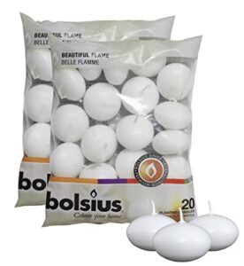 bolsius unscented 1.75″ floating candles – set of 40 white floating candles – cute and elegant burning candles – candles with nice and smooth flame – party accessories