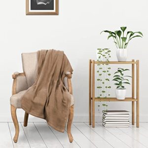 SUPERIOR 100% Cotton Thermal Blanket - All-Season Oversized Throw, Woven Blanket with Herringbone Weave Pattern, Taupe, King Size