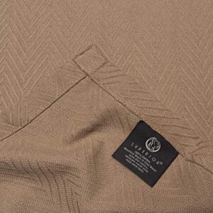 SUPERIOR 100% Cotton Thermal Blanket - All-Season Oversized Throw, Woven Blanket with Herringbone Weave Pattern, Taupe, King Size