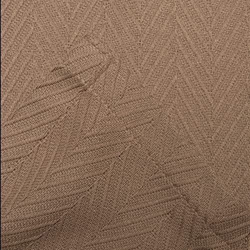 SUPERIOR 100% Cotton Thermal Blanket - All-Season Oversized Throw, Woven Blanket with Herringbone Weave Pattern, Taupe, King Size