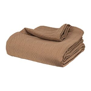 SUPERIOR 100% Cotton Thermal Blanket - All-Season Oversized Throw, Woven Blanket with Herringbone Weave Pattern, Taupe, King Size