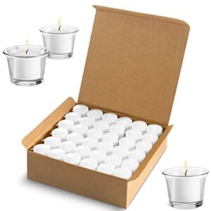 votive candles wedding dinner, holiday home decoration unscented 10 hour burn – set of 72 (clear white) (glass votive holders not included)