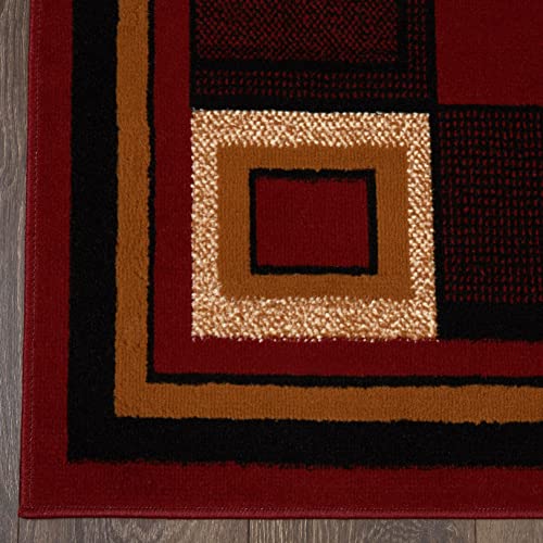 Home Dynamix Ariana Mey Area Rug 3 Piece Set (4'11" x6'11,1'8" x4'11,1'8" x2'8), Geometric Red