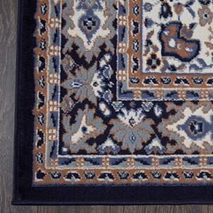 Home Dynamix Ariana Ksara Area Rug 3 Piece Set (4'11" x6'11,1'8" x4'11,1'8" x2'8), Border Navy Blue