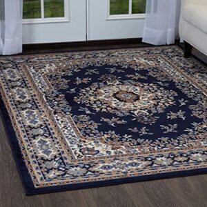 Home Dynamix Ariana Ksara Area Rug 3 Piece Set (4'11" x6'11,1'8" x4'11,1'8" x2'8), Border Navy Blue