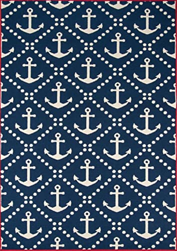 Momeni Rugs Baja Collection Contemporary Indoor Outdoor Area Rug, 3'11" x 5'7", Navy Blue