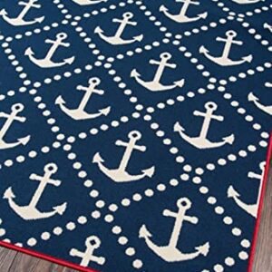 Momeni Rugs Baja Collection Contemporary Indoor Outdoor Area Rug, 3'11" x 5'7", Navy Blue