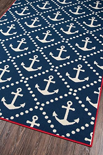 Momeni Rugs Baja Collection Contemporary Indoor Outdoor Area Rug, 3'11" x 5'7", Navy Blue