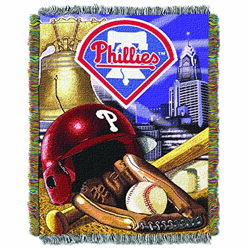 Northwest MLB Philadelphia Phillies Unisex-Adult Woven Tapestry Throw Blanket, 48" x 60", Home Field Advantage