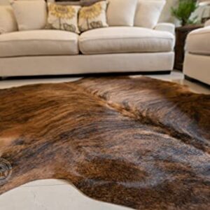 Genuine Brindle Reddish Cowhide Rug Large Size 6 x 6-7 ft. 180 x 210 cm