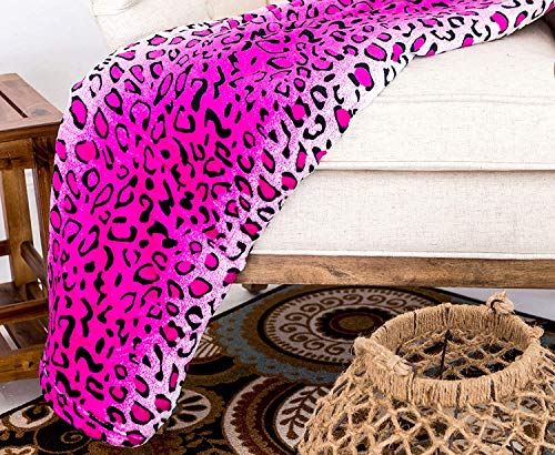 Home Must Haves Safari Animal Print All Season Extra Soft Warm Cozy Sofa Couch Throw Premium Bed Blanket (King, Pink Leopard)