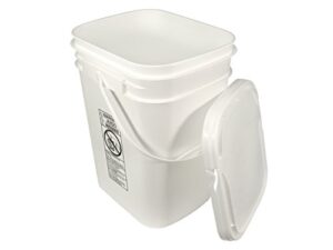 5.3 gallon white rectangular bucket/pail with hinged snap lid