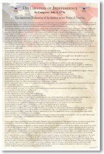 the declaration of independence – us history government classroom school poster