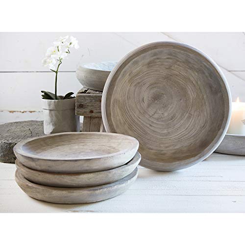 Santa Barbara Design Studio Table Sugar Hand Carved Paulownia Wood Serving Bowl, Medium, Grey