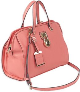 bulldog cases satchel style concealed carry purse with holster, coral- medium