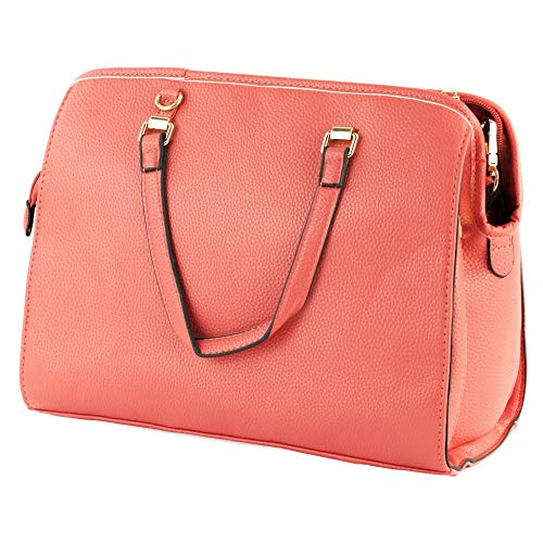 Bulldog Cases Satchel Style Concealed Carry Purse with Holster, Coral- Medium