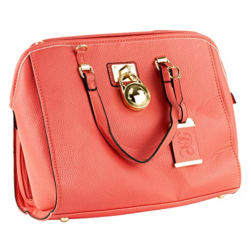 Bulldog Cases Satchel Style Concealed Carry Purse with Holster, Coral- Medium
