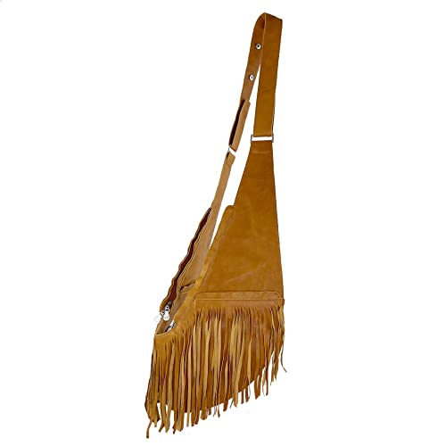 SASH Crossbody Amber Leather Bag (Fringe)