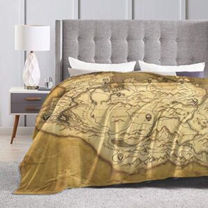makegeld skyrim worn parchment map ultra-soft micro fleece blanket 60″” x50