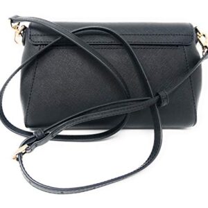 Michael Kors Medium Convertible Pouchtte Leather Crossbody Shoulder Bag (Black)