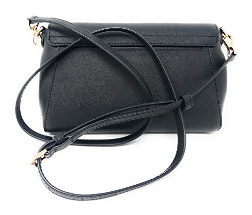 Michael Kors Medium Convertible Pouchtte Leather Crossbody Shoulder Bag (Black)