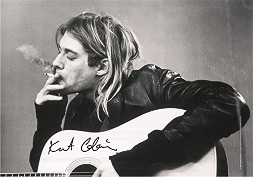 signs-unique Kurt Cobain & Guitar Large Fabric Poster / Flag 1100mm x 750mm (hr)