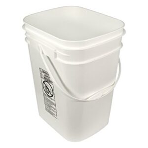 5.3 Gallon White Rectangular Bucket/Pail with Hinged Snap Lid, 4 Pack