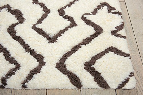 Nourison Galway Shag Ivory/Chocolate 5' x 7' Area-Rug, Easy-Cleaning, Non Shedding, Bed Room, Living Room, Dining Room, Kitchen (5x7)