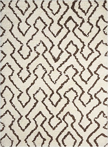 Nourison Galway Shag Ivory/Chocolate 5' x 7' Area-Rug, Easy-Cleaning, Non Shedding, Bed Room, Living Room, Dining Room, Kitchen (5x7)