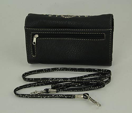 Rhinestone Skull Western Concealed Carry Handbag and wallet set (Black)