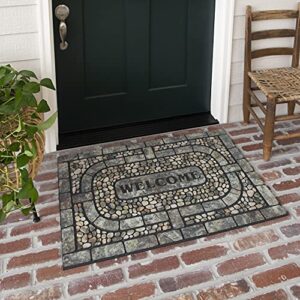 mohawk home recycled rubber door mat, welcome garden pebbles gray (23″ x 35″)