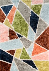 novogratz retro collection prism shag area rug, 3’6″ x 5’6″, multicolor