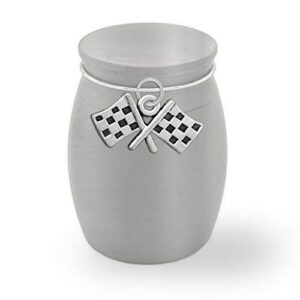 small mini drag racing memorial checkered flag cremains holder container jar vial brushed stainless steel cremation funeral urn memorial for dad grandpa 1 1/2″ tall