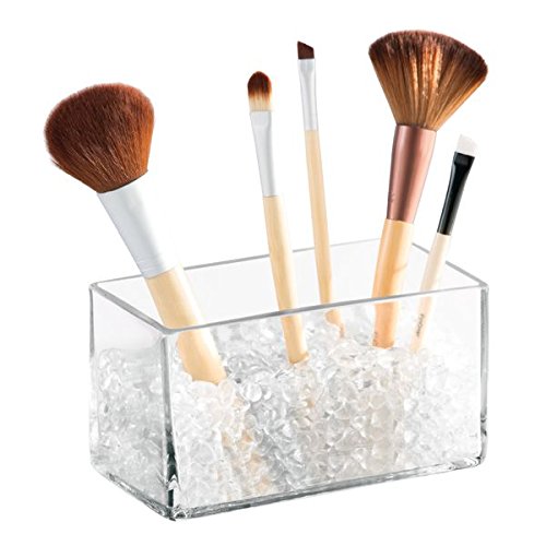 InterDesign Bella Cosmetic Organizer with Decorative Beads to Hold Makeup Brushes, Lipstick, Mascara, Eyeliner - 6", Clear