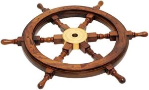 medieval replicas brass wooden ship wheel, 36-inch