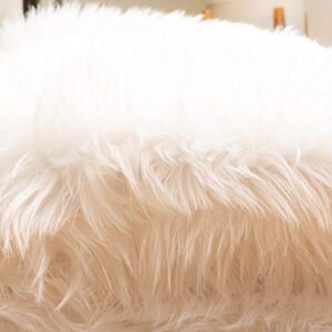 Super Area Rugs Ultra Soft & Fluffy Faux Fur Sheepskin Rug, White 4 x 6 Feet Silky Fluffy Machine Washable Carpet for Bedrooms, Living Room and Hallways