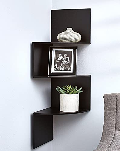 Denelchon Black Wall Corner Shelf Unit