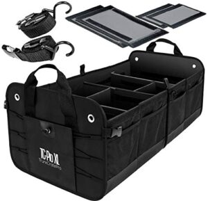 trunkcratepro trunk organizer for suv, truck, car, vehicles, rv, jeep, van – premium multi compartments collapsible cargo car storage & car accessories for women, men (extra large, black) 36.22″ (l) x 17.13″ (w) x 12.5” (h)