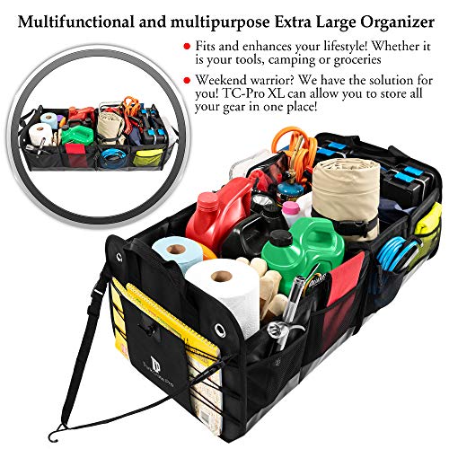 TRUNKCRATEPRO trunk organizer for suv, truck, car, vehicles, rv, jeep, van - Premium Multi Compartments Collapsible cargo car Storage & car accessories for women, men (Extra Large, Black) 36.22" (L) x 17.13" (W) x 12.5” (H)